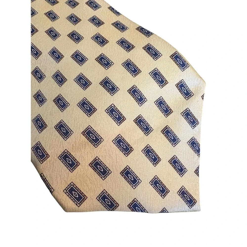 Stafford Men's Silk Tie Yellow Geometric Diamond Print 60